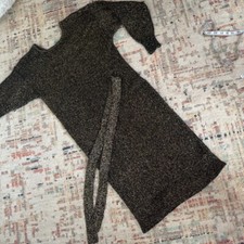 I.B. Diffusion 80's Black Shimmer Sweater Dress sz L w/ Belt