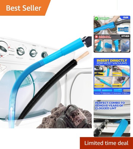 Flexible Dryer Vent Cleaner Kit: Vacuum Attachment and Lint Brush Duo - Blue