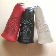 1xSkull Blade Golf Putter Cover Magnet Headcover Red Black White Blue Pu Leather