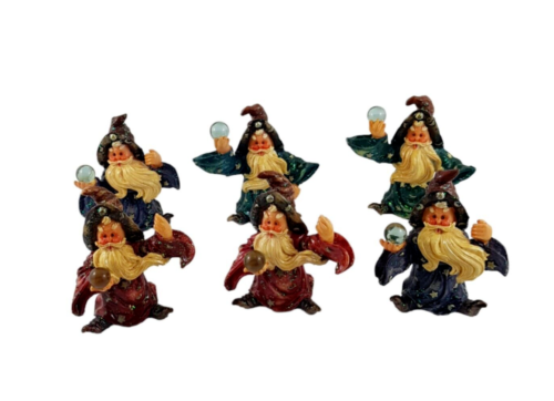 Lot de 6 figurines magicien avec boule de cristal bleu rouge vert 3 pouces de haut - Photo 1 sur 14