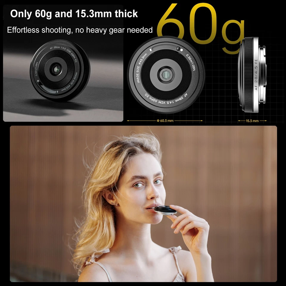 Lente VILTROX 28 mm F4,5 Pancake AF Lente de fotograma completo Retro Ultrafina para Sony E Foto 4 de 4