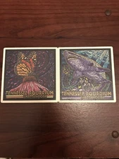 Tennessee Aquarium Coasters Unglazed Ceramic Cork Stained Glass Style Image 2pc