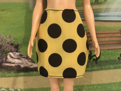 yellow and black polka dot skirt