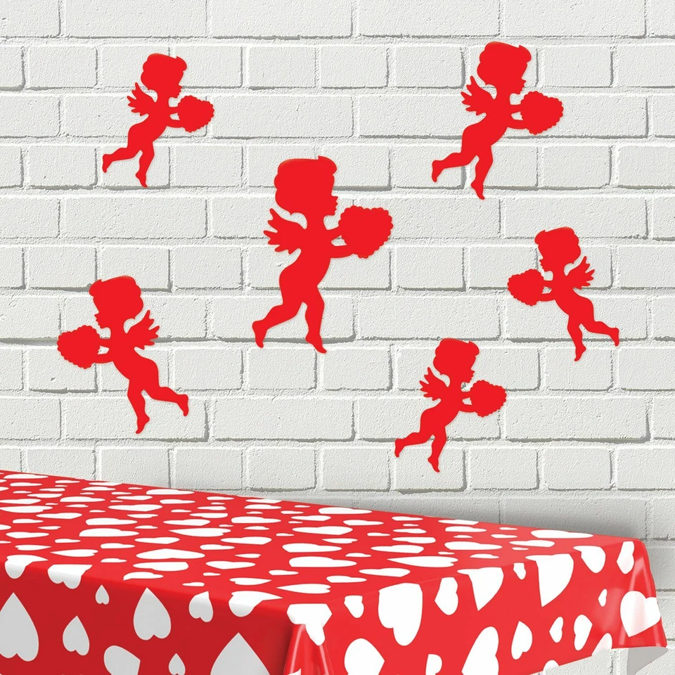 PACK DE 6 RECORTES CUPIDO DÍA DE SAN VALENTÍN FIESTA PARED DECORACIONES CORAZONES AMOR ROJO Foto 3 de 3