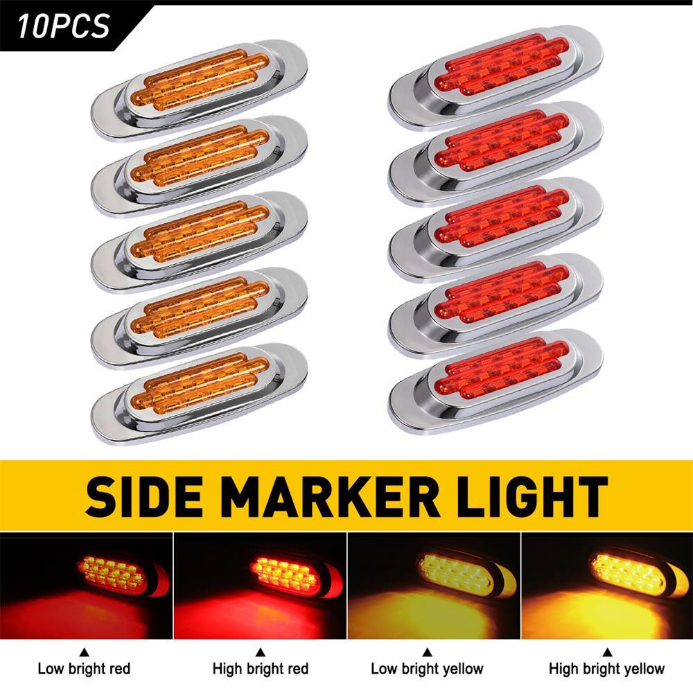 2 Amber 16 LED Side Marker Lights for Trucks Trailers with Chrome Bezel EPU