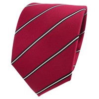 Tigertie Designer Seidenkrawatte In Rot Signalrot Weiß Schwarz Gestreift