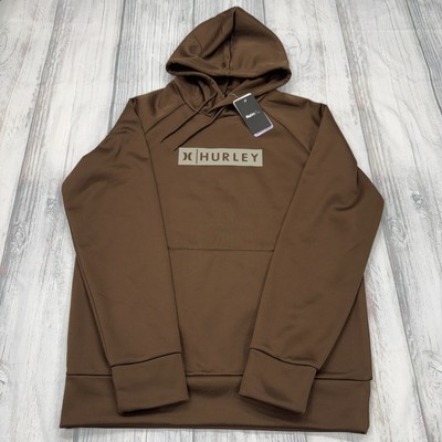 NWT Hurley Hoodie Sweatshirt M Brown Pullover Mens Skate Surf Streetwear Block
