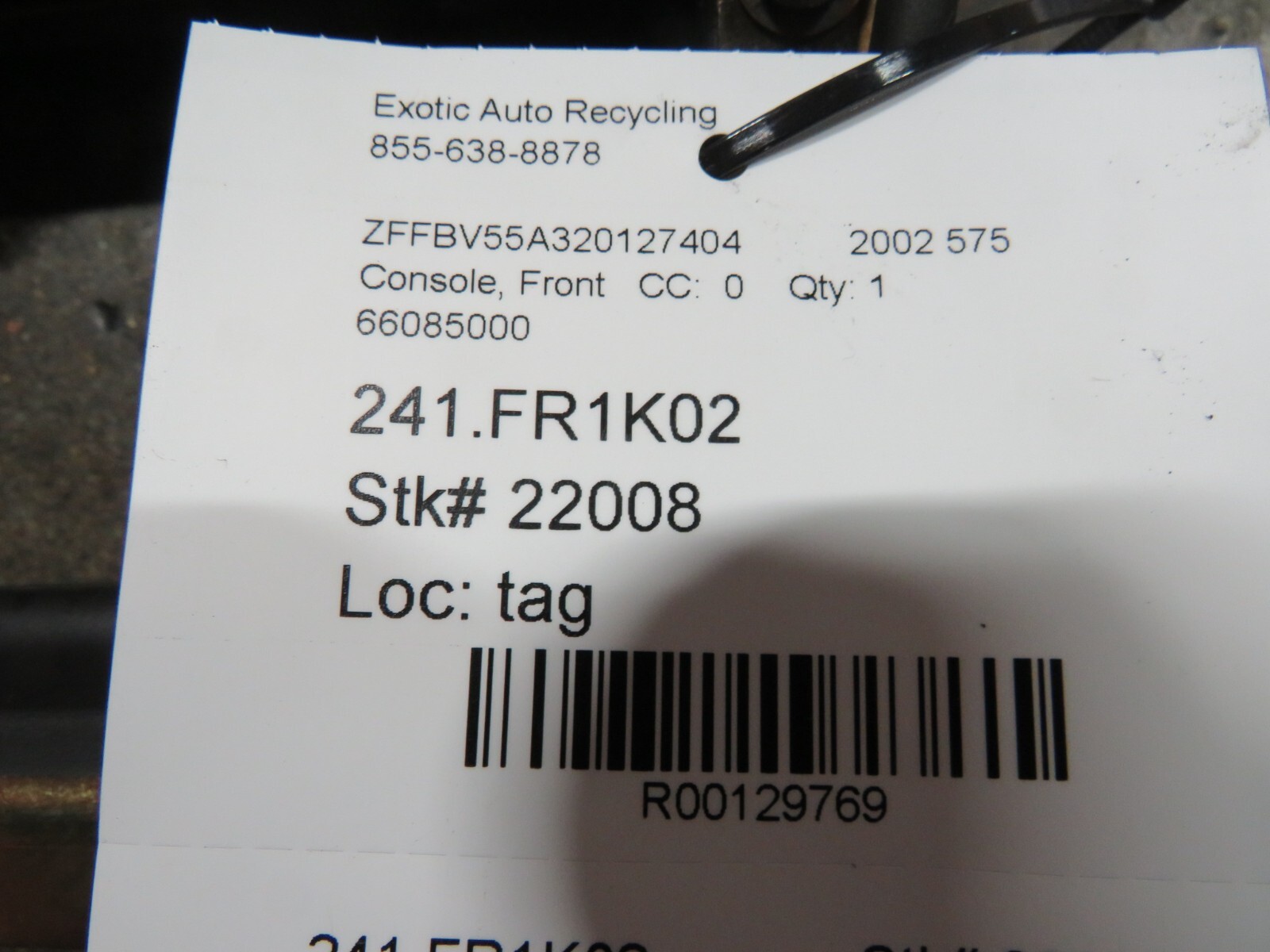 Ferrari 575, Front Console, Used, P/N 66085000