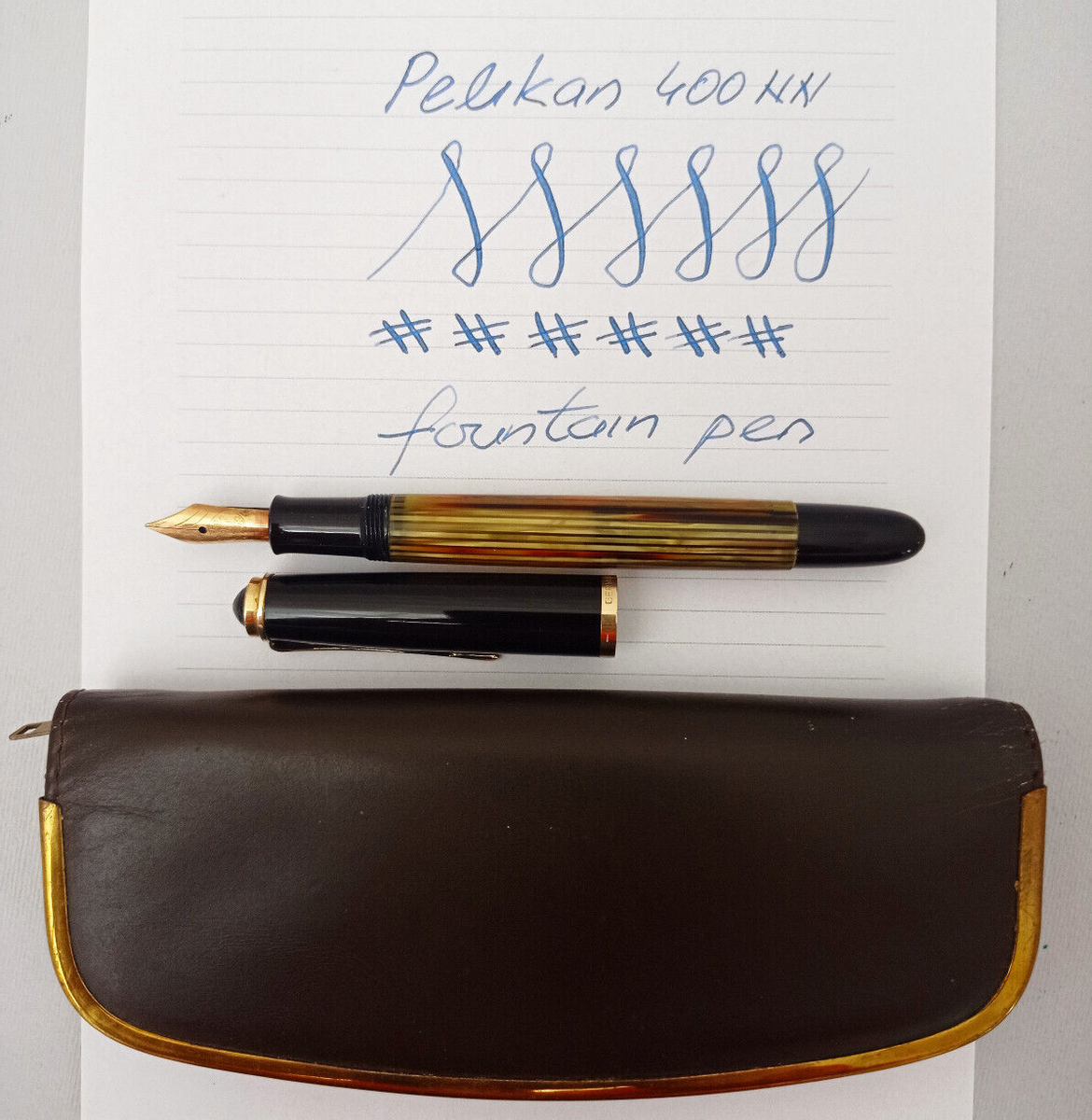 PELIKAN 400NN TORTOISE FOUNTAIN PEN 14K EF FLEX NIB VINTAGE RARE