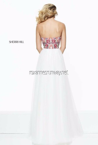 Sherri Hill 50873 Ivory Multi Gala Gown Dress sz 8 NWT W/choker - Picture 2 of 2