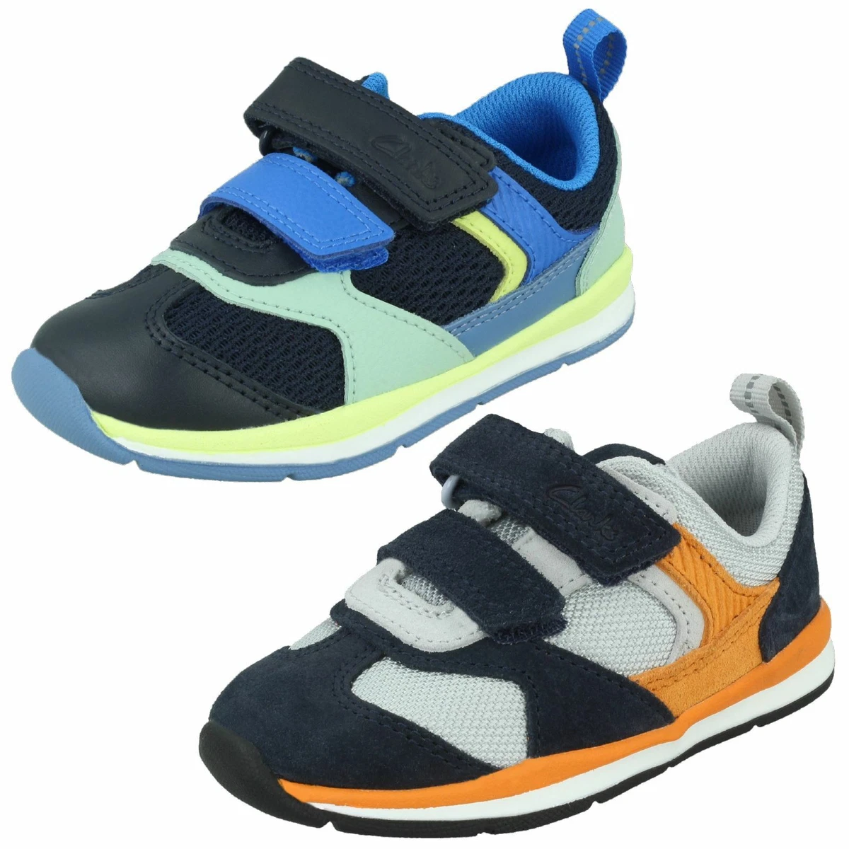BOYS CLARKS FERRIS RUN INFANT HOOK LOOP CASUAL TRAINERS TODDLER SHOES SIZE