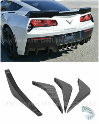 EOS Painted Carbon Flash ABS Diffuser Fins Rear Bumper For Corvette C7 14-19 Kit