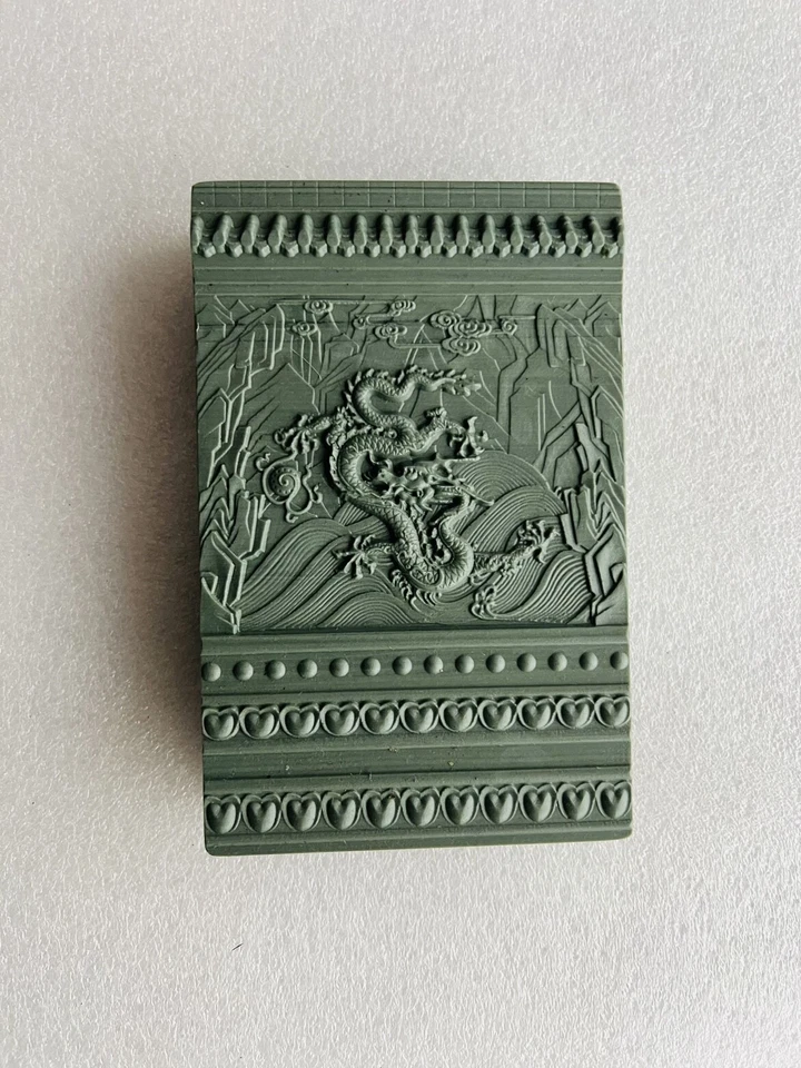 Tinta Huizhou 6,3" China pedra natural original esculpida à mão Dragon Inkstone Inkslab - Imagem 3 de 4