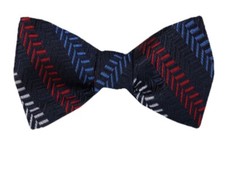 Men's 100 Silk Designer Stripe Self Tie Woven Bowtie- NWT