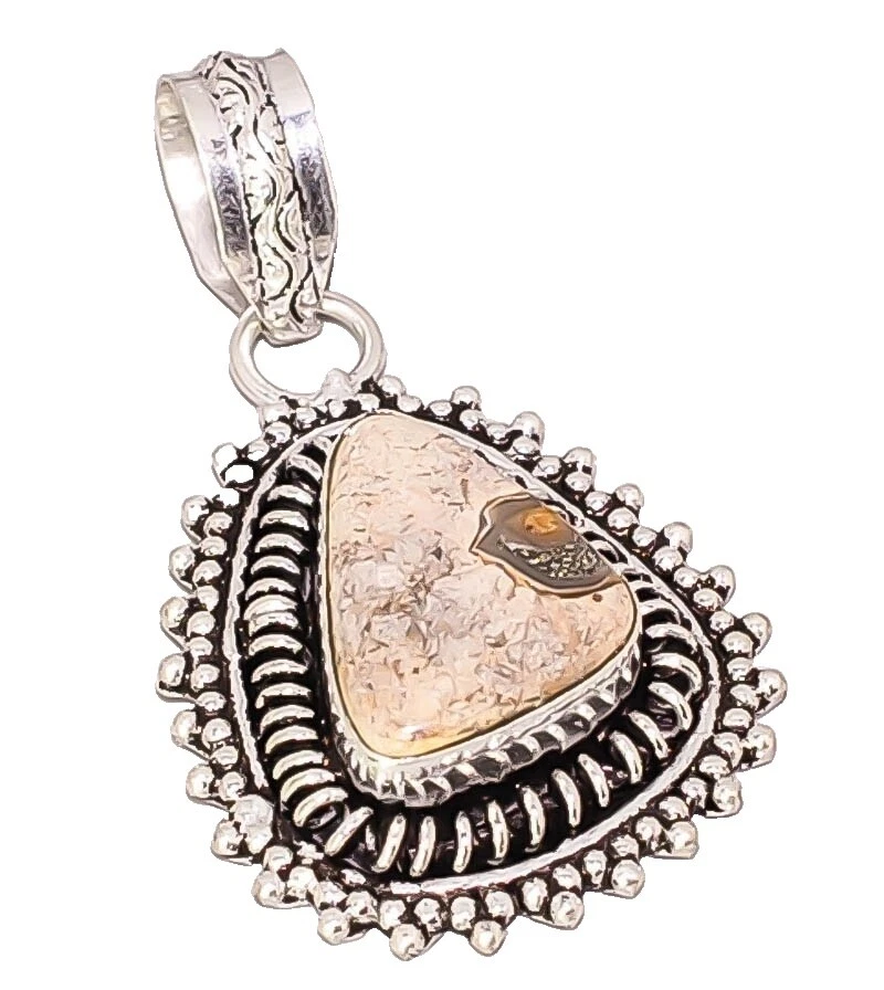 Jasper Marrón Plateado Plata Moda Collares y Colgantes