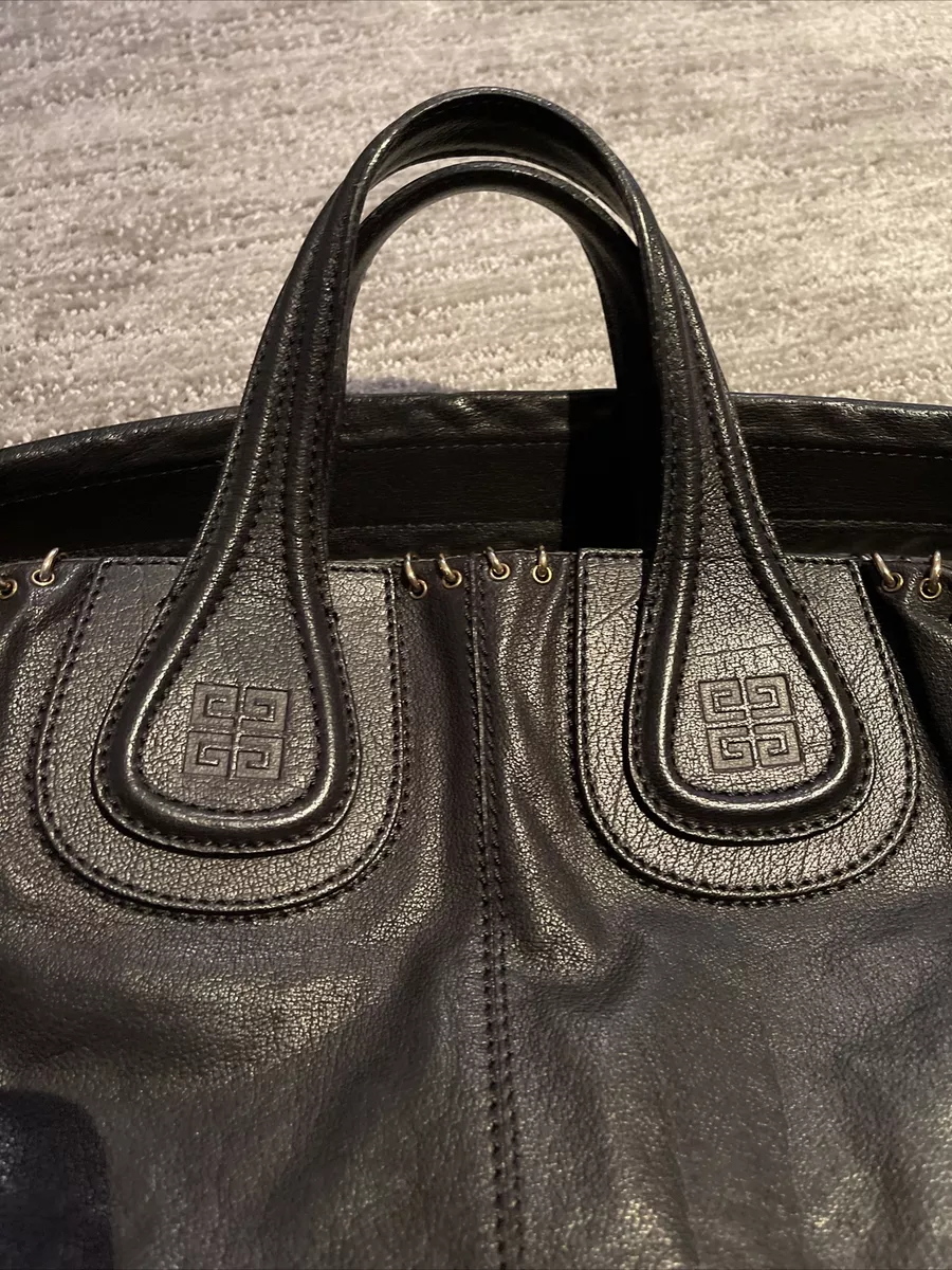 Givenchy Nightingale Women's Large Handbag Black Leather Brass Ring Bag