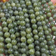 Natural Chinese Green Jade Smooth Round Beads Size 6mm - 10mm 15.5'' Strand