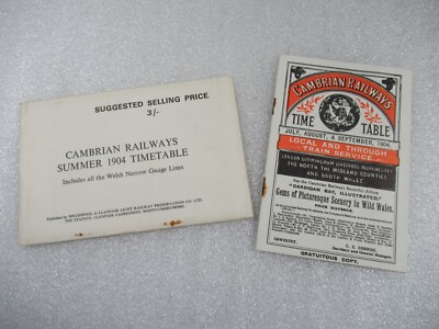 Cambrian Railways Time Table - Juli-Sept 1904 - Reprint