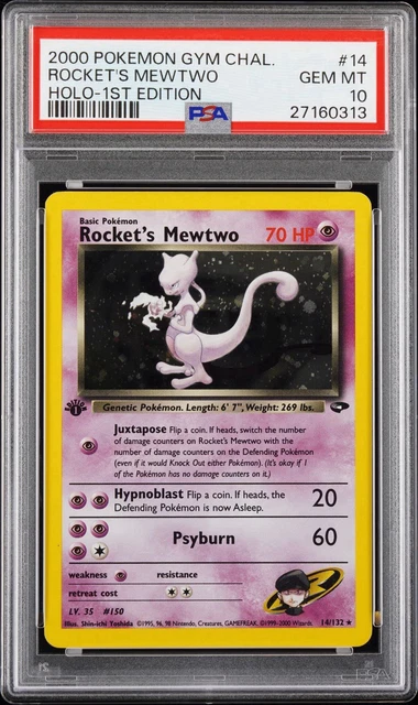 PSA 10 1st Edition Rocket's Mewtwo 14/132 Gym Challenge Pokemon 2000