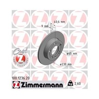 Zimmermann 100.1236.20 Bremsscheibe Hinterachse FüR Vag Vw (Faw) Vw (Svw)