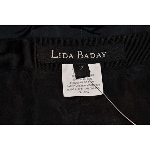 LIDA BADAY NEW $650 Silk Blend Rhinestone Pintuck A-line Skirt Midnight Size 12 - Picture 5 of 5
