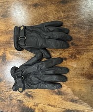 Black Leather Gloves Featuring Thinsulate Lining, Adjustable Snap Wrist Closures