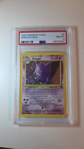 1999 Fossil Gengar Holo Rare Pokemon Card #5/62 Vintage PSA 8