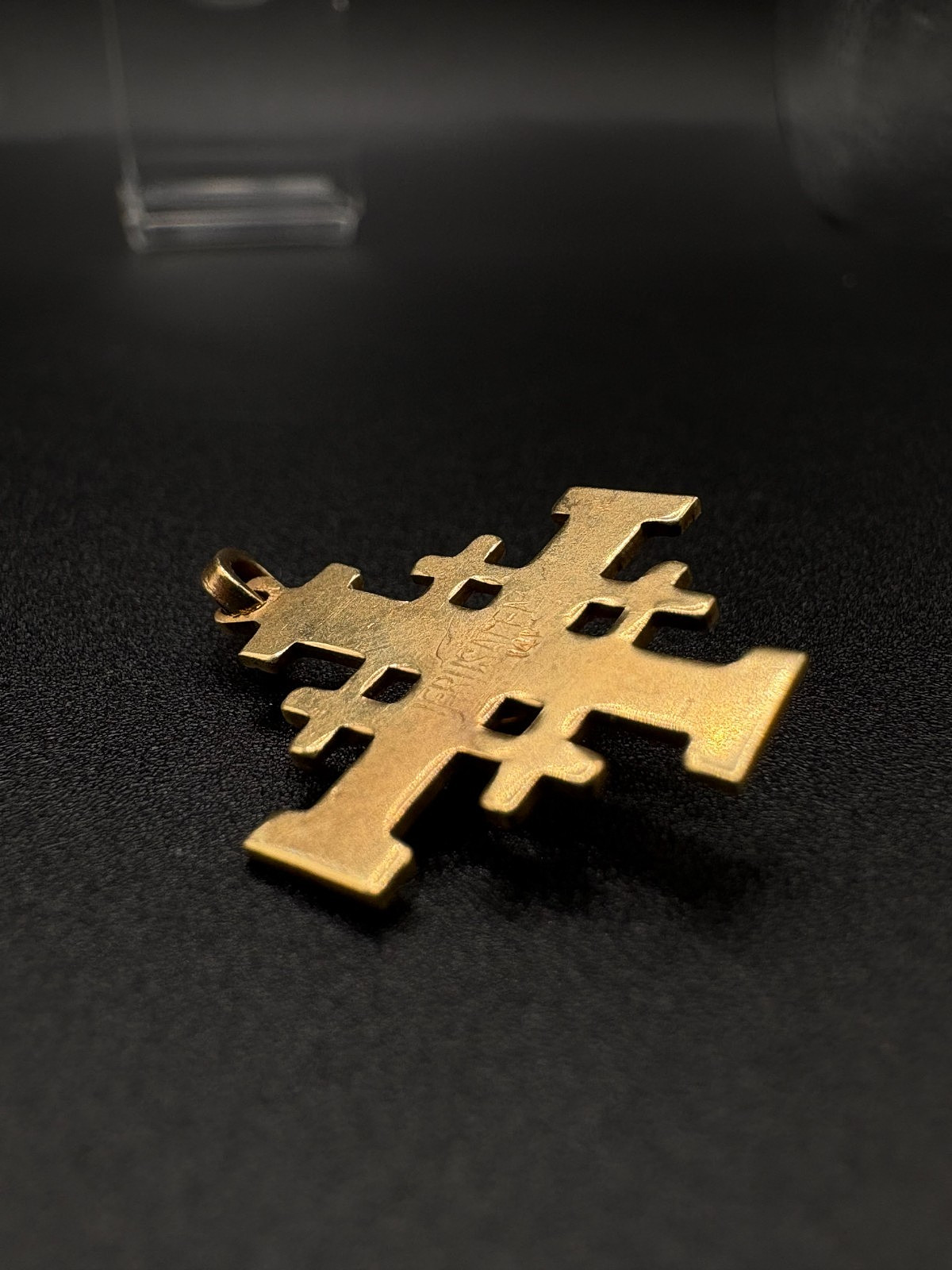 14K Solid Gold Handmade_Eilat Stone_Jerusalem Cro… - image 8