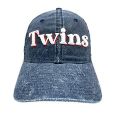 Minnesota Twins Hat Cap Strap Back Blue Spell Out Logo Dad Adjustable Womens