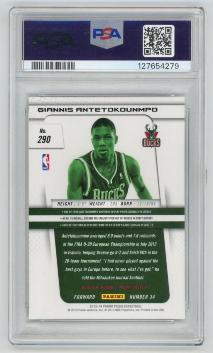Giannis Antetokounmpo Signed 2013 Prizm ROOKIE Card #290 PSA 10 