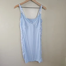 Adore Me Kamryn Blue Slip Chemise Nightgown Sz 1X Light Blue Lace Side Jersey
