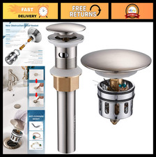 Vessel Sink Drain Assembly with Overflow, Pop-up Detachable Basket Stopper, Anti