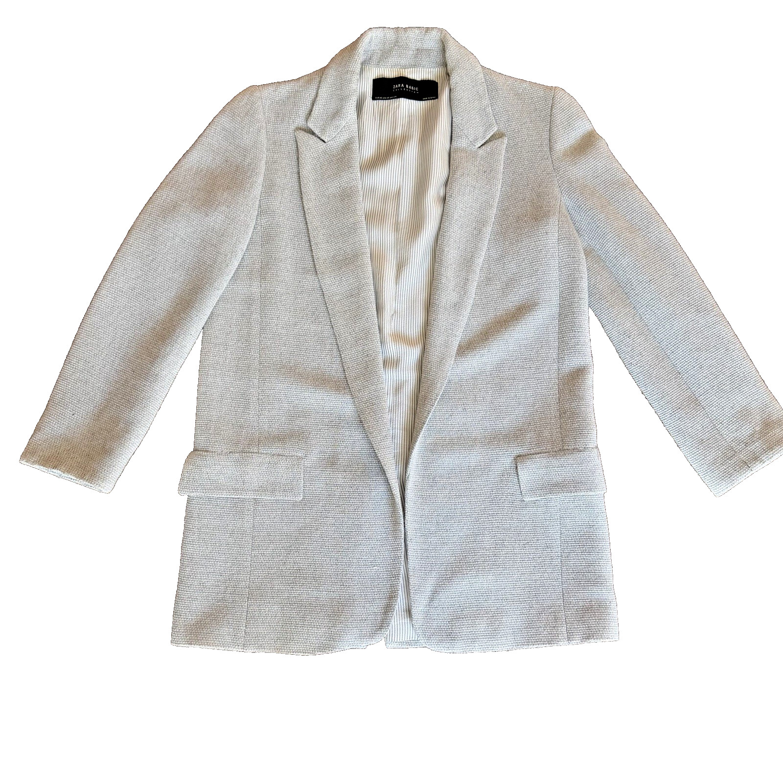 Zara Basic Collection Gray Textured Open Front Li… - image 1