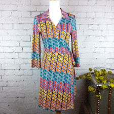 Laundry by Shelli Segal Geometric Wrap Dress Colorful pattern size 10