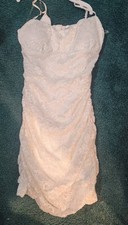 Emerald Sundae Womens Juniors Glitter Stretch-Lace Ruched Dress, White, Sz Large