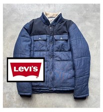 Chaqueta Abrigo Levi’s Cremallera Completa Mixta Medios Leñador Puffer Sherpa Azul Hombre’s Mediano