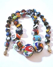 Handgefertigte Murano Halskette, Millefiori. 60 cm