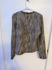 Liz Claiborne tweed blazer in brown, tan, and blue multi-color wool blend