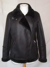 Primark Womens Aviator Fur Lined Black Jacket...
