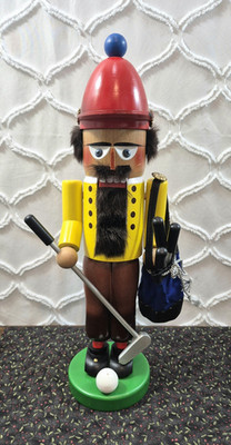Vintage STEINBACH Volkskunst Golfer Nutcracker w/ Club & Golf Bag ~ West Germany