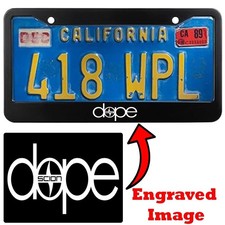 Engraved Black License Plate Frame - Dope Scion