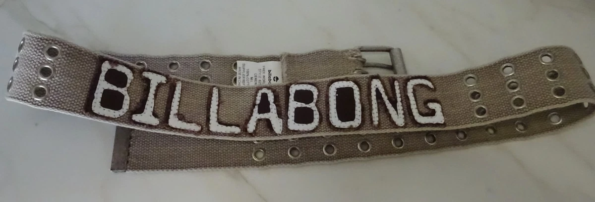 Vintage Billabong Cream Canvas Double Grommet Belt  Bronze Billabong Buckle L/XL Daily Belt - Brown - Billabong - GONG Galaxy main image 3