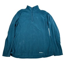 Eddie Bauer Womens Teal Blue Quarter Zip Fleece Pullover Sweater Size M