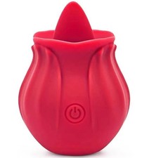 Rose Toy Vibrator Licking Tongue 10 Modes Waterproof USB Rechargeable Silicone
