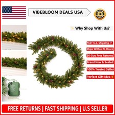 Elegant 9 FT Christmas Garland with Pine Cones  70 LED Lights - Indoor/Outdoor