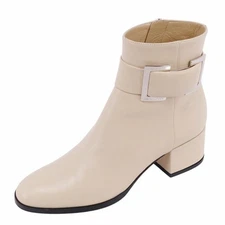 Sergio Rossi Boots Short SR Prince Heel Side Zip Lamb Leather Shoes Used MOLO-0