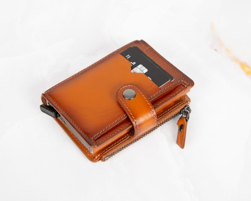 Personalised Leather RFID Blocking Wallet & Card Holder, Pop Up Credit Card Case - Picture 2 of 41