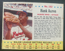 1963 Jello HANK AARON #152  MILWAUKEE BRAVES