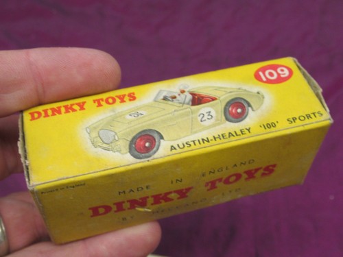Vintage Dinky Toys Austin Healey 100 Sports #109 Auto mit Karton SAUBER! - Bild 11 von 12