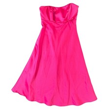 Alfred Angelo Strapless Fuchsia Satin Dress Womens 6 A-Line Prom Bridesmaid Gown